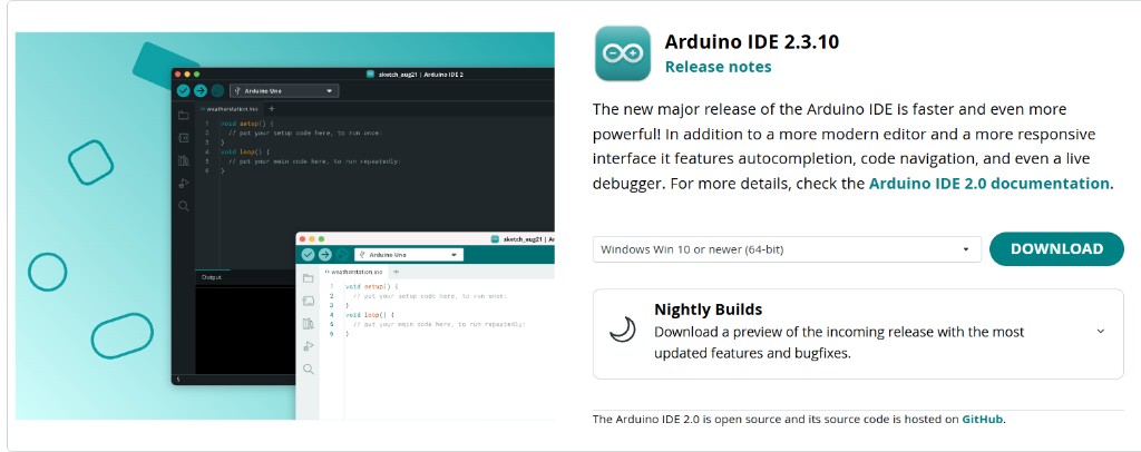 Arduino IDE 2 download page on arduino.cc
