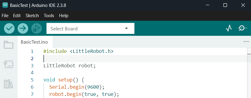 Arduino IDE — BasicTest example