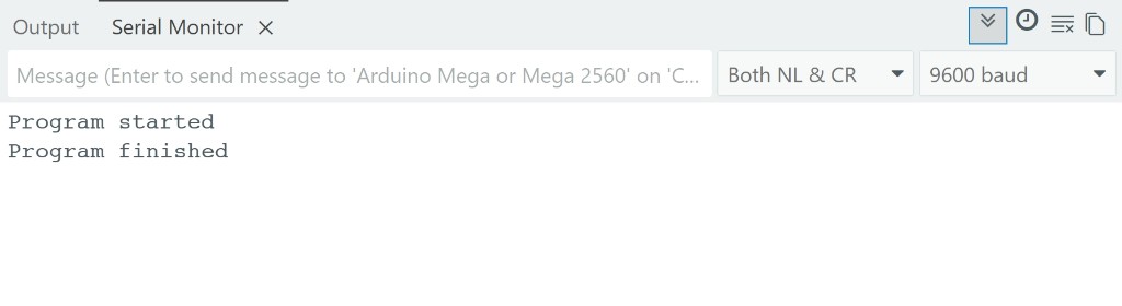 Start and finish messages in Serial Monitor
