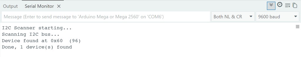 I2C scanner result in Serial Monitor